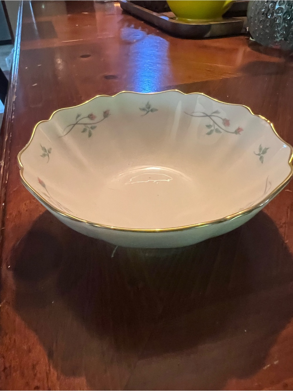Lenox Rose Manor Small Bowl Cream Scalloped Trinket Ring Jewelry Dish Gold Rim